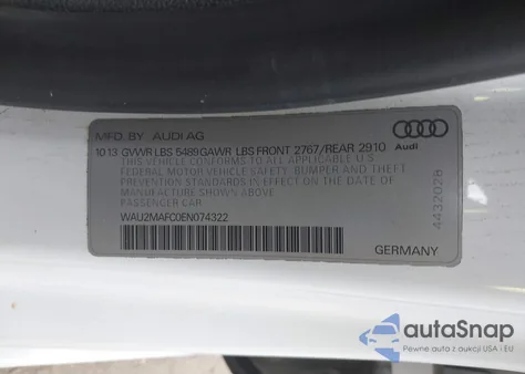 2014 Audi A7 3.0 Tdi Premium Plus z USA, uszkodzony, nr VIN WAU2MAFC0EN074322